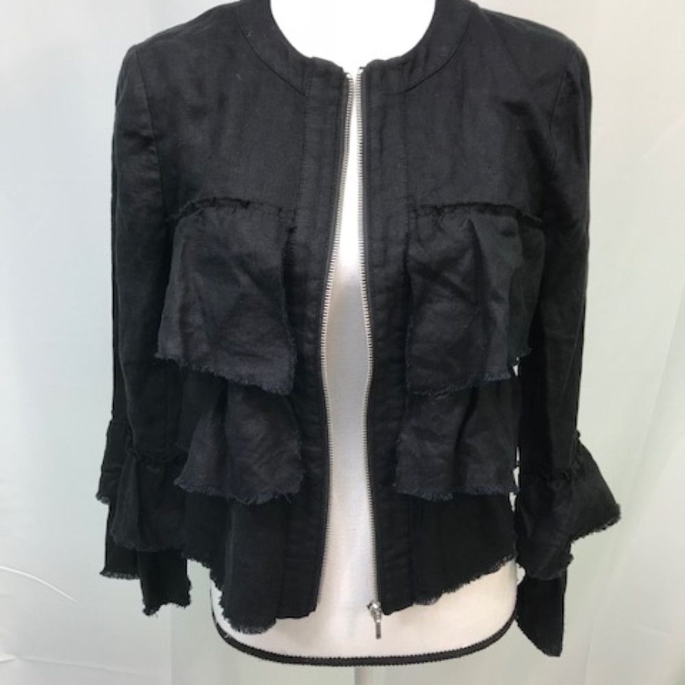 INC International Concepts Black Ruffle Jacket